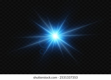 Light flash, explosion effect, flare, star. On a transparent background.