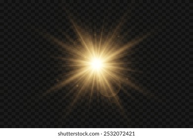 Light flash, explosion effect, flare, star. On a transparent background.