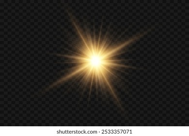 Light flash, explosion effect, flare, star. On a transparent background.	
