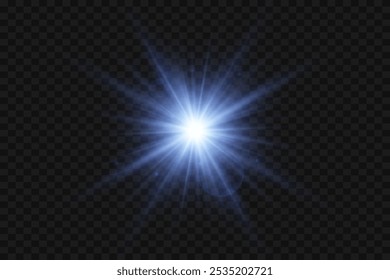 Light flash, explosion effect, flare, star. On a transparent background.