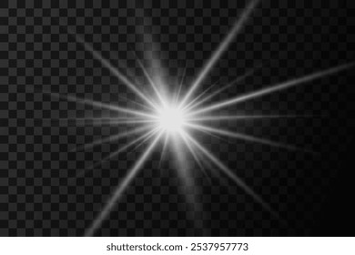 Light flash, explosion effect, flare, star. On a transparent background.