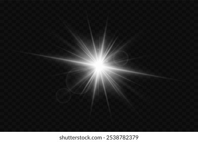 Light flash, explosion effect, flare, star. On a transparent background.