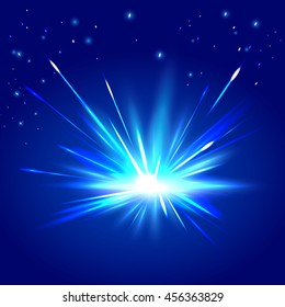 light flash explosion on blue background. vector illustration. part of collection. good for your design