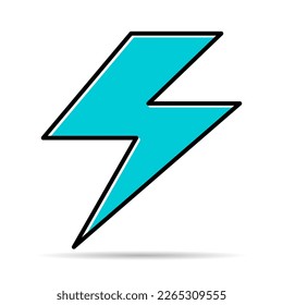 Sombra de icono de flash ligero, símbolo de potencia de carga eléctrica, ilustración de vector de diseño plano gráfico.