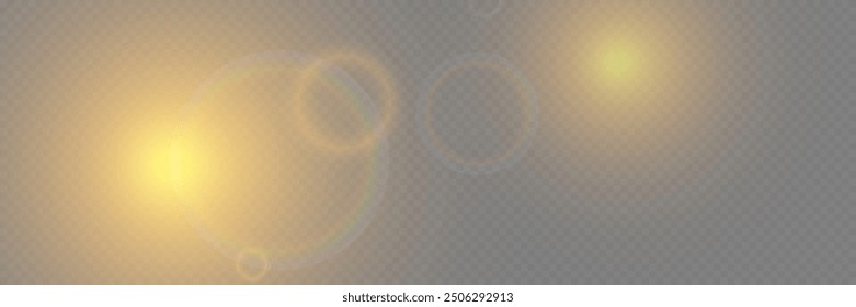 Lichtblitz von Linse und Licht. Explosion von Linsen auf transparentem Hintergrund.