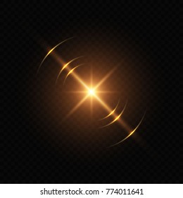 Light Flash With Lens Flare Effect Of Glittering Sun Or Star