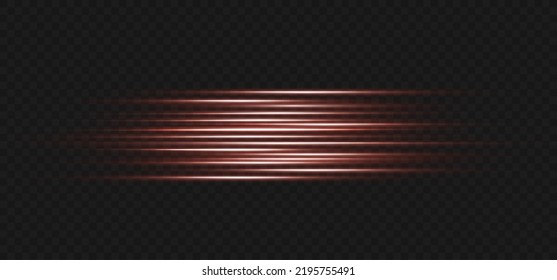 Light flash or red neon stripes. laser beams. Beautiful light reflections. Glowing stripes on a transparent background.