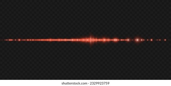 Light flash or red neon stripes. laser beams. Beautiful light reflections. Glowing stripes on a transparent background.