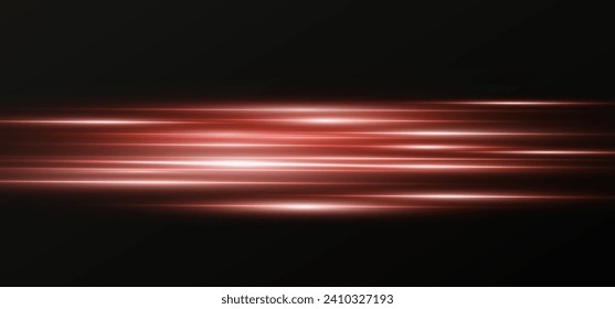 Light flash or red neon stripes. laser beams. Beautiful light reflections. Glowing stripes on a transparent background.