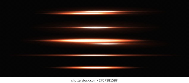 Light flash or red neon stripes. laser beams. Beautiful light reflections. Glowing stripes on a transparent background.