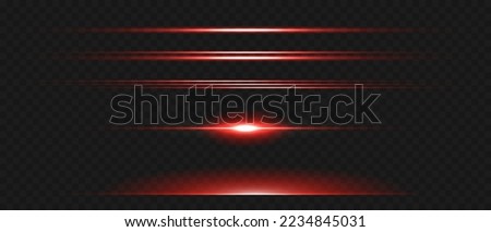 Light flash or red neon stripes. laser beams. Beautiful light reflections. Glowing stripes on a transparent background.