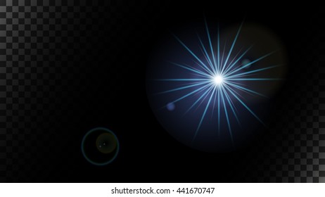 Light from the flash with a reflection of the optics.