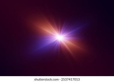 Light flash with star and lens effect. Vector illustration