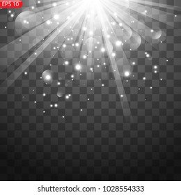 Light flash of the sun, bright light, star flashes