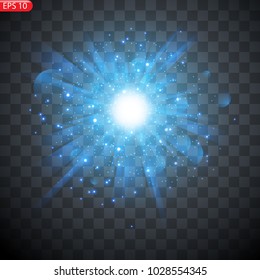 Light flash of the sun, bright light, star flashes