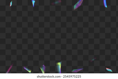 Light Flash Vector Transparent Background. Rainbow Blur Metal Border. Holographic Spectrum Overlay Backdrop. Glow Paper Confetti Brochure.