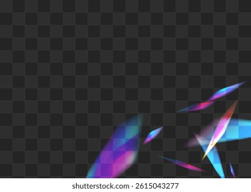 Light Flash Vector Transparent Background. Rainbow Glitter Laser Texture. Color Lens Effect Border. Bright Metal Refraction Branch.
