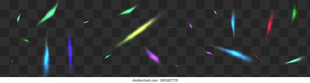 Light Flash Vector Transparent Panoramic Background. Bright Blur Festive Texture. Gradient Foil Flying Poster. Iridescent Glamour Bokeh Brochure.