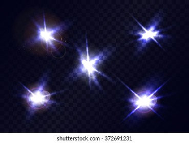 light flashes on the dark transparent background
