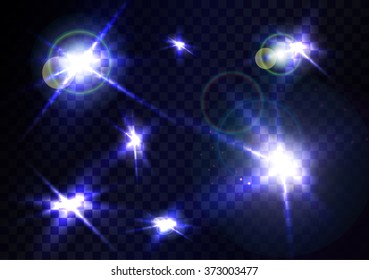 Light Flashes On Dark Transparent Background Stock Vector (Royalty Free ...