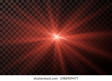 Light flashes of light. Star and flare explosion, rays effect.