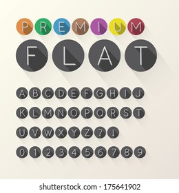 Light Flat Font and Numbers in Circle, Eps 10 Vector, Editable for any Background, No Clipping Mask