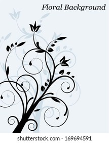 Light Floral abstract background with swirls, leaves and plants