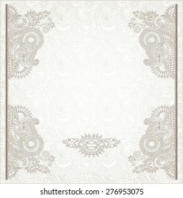 light floral frame on paisley background with place for your text can be used as wedding invitation, greeting cards, page design and other, vector illustration