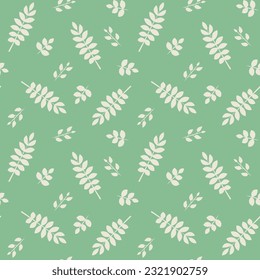 Light floral seamless pattern on green background. Vector illustration.