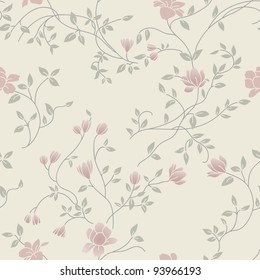 レトロな壁紙用の薄い花柄のビンテージシームレスなパターン のベクター画像素材 ロイヤリティフリー Shutterstock