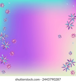 Light Flower Tropical Blue Background. Gradient Inflorescence Brochure. Happy Blue and Pink Texture. Rainbow Hibiscus Luxury Flyer.