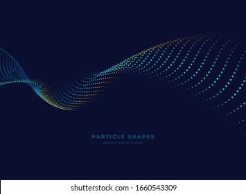 light flying abstract particle vector dotted wave on dark background