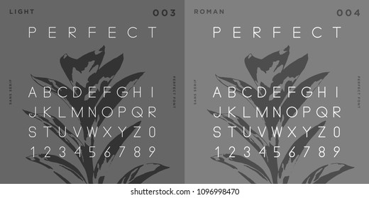 Light font. Roman font. Sans serif. Futuristic typeface. Vector alphabet. Minimal script. Latin letters.