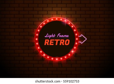 Light Frame Circle,Shining Retro Banner.you Can Move Arrow 