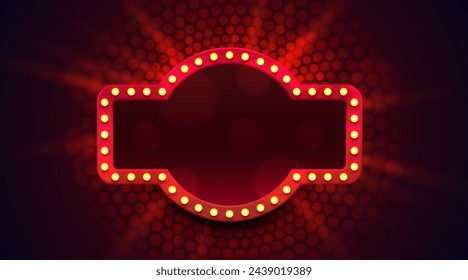 Light frame label, event bar casino, show signboard. Vector illustration