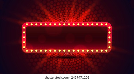 Light frame label, event bar casino, show signboard. Vector illustration