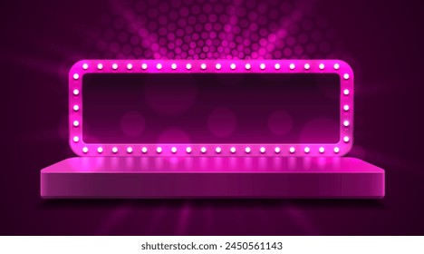 Light frame label, event bar casino, show signboard. Vector illustration