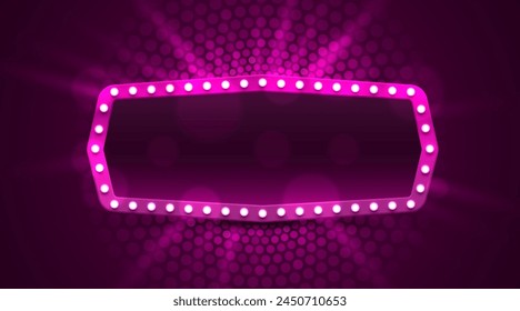 Light frame label, event bar casino, show signboard. Vector illustration