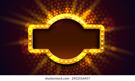 Light Frame Label, Event Bar Casino, Show Signboard. Vektorillustration
