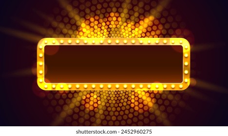 Light frame label, event bar casino, show signboard. Vector illustration