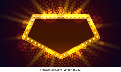 Light Frame Label, Event Bar Casino, Show Signboard. Vektorillustration