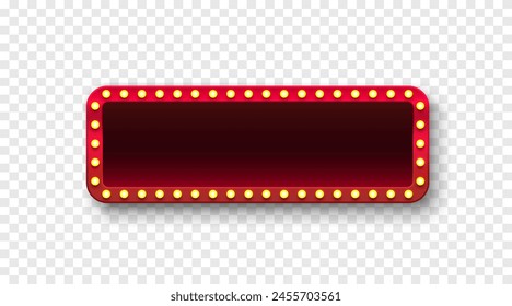 Light Frame Label, Event Bar Casino, Show Signboard, auf einem transparenten Hintergrund. Vektorillustration