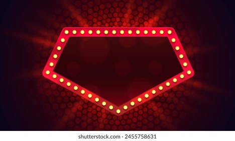 Light frame label, event bar casino, show signboard. Vector illustration