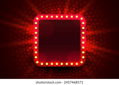 Light frame label, event bar casino, show signboard. Vector illustration