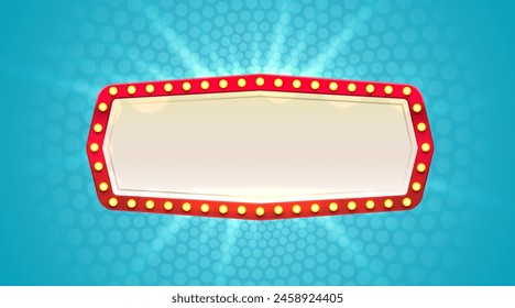 Light frame label, event bar casino, show signboard. Vector illustration