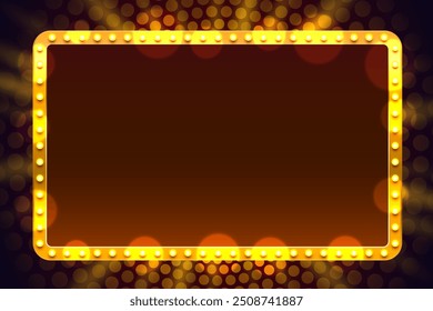 Light frame label, event bar casino, show signboard. Vector illustration