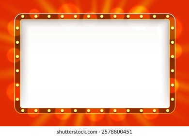 Light frame label, event bar casino, show signboard. Vector illustration