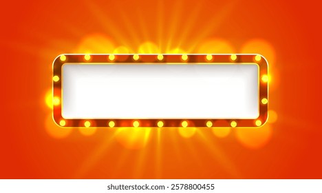 Light frame label, event bar casino, show signboard. Vector illustration