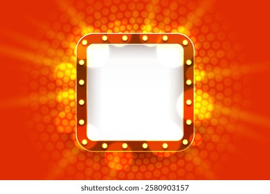 Light frame label, event bar casino, show signboard. Vector illustration
