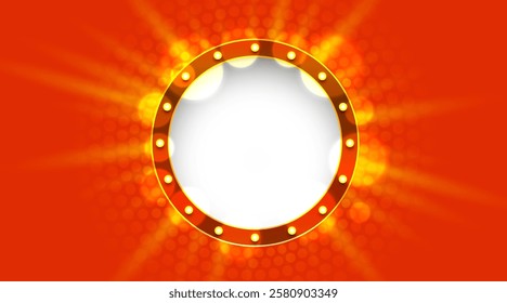 Light frame label, event bar casino, show signboard. Vector illustration
